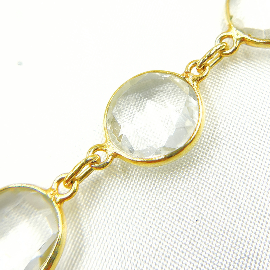 Crystal Round Shape Bezel Gold Plated Wire Chain. CR11