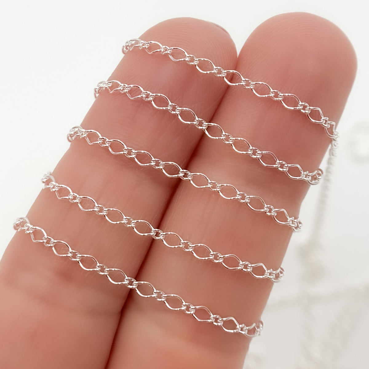 13MQSS. Sterling Silver Twisted Cable Chain