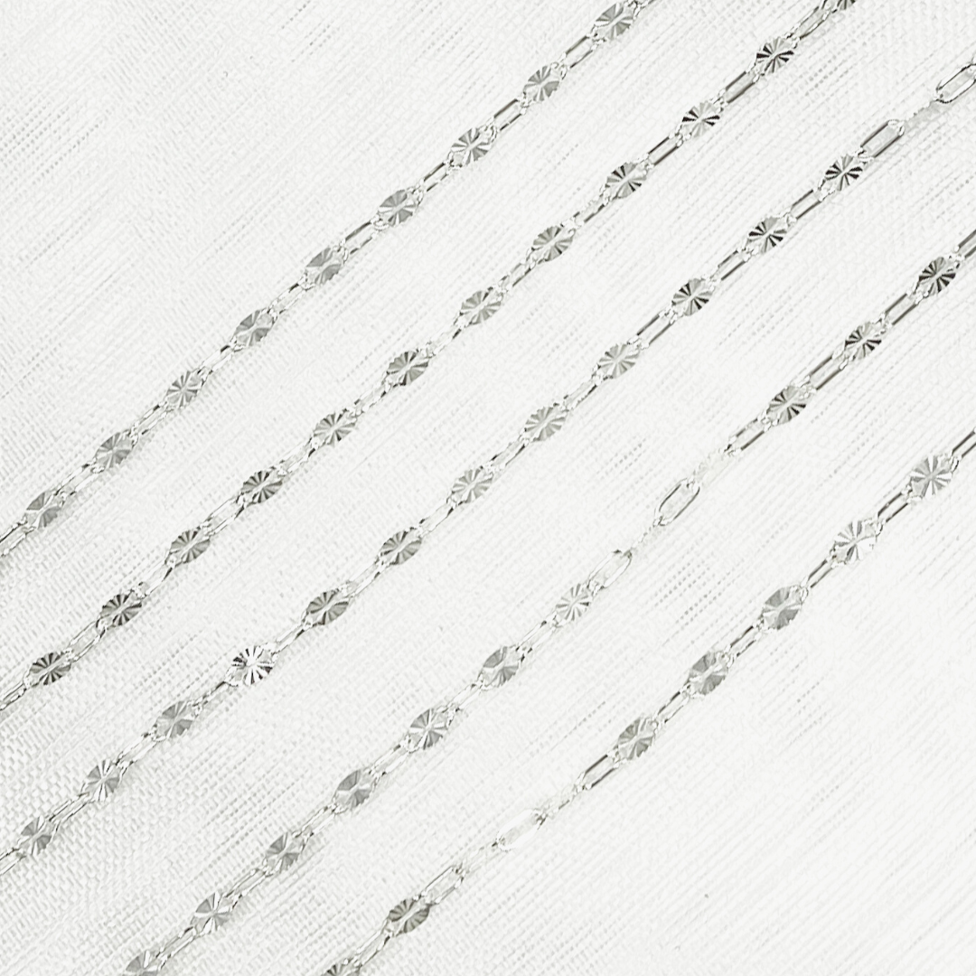 V170SS. Sterling Silver Diamond Cut Marina & Round Cable Link Chain