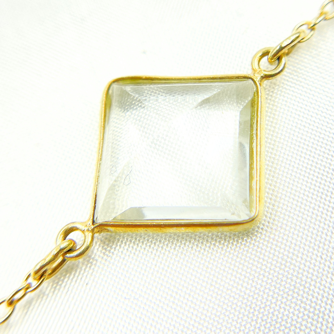 Crystal Rectangle Shape Bezel Gold Plated Wire Chain. CR6