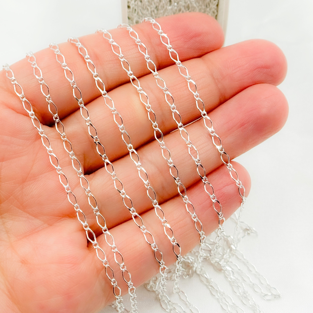 V237SS. Sterling Silver Long and Short Link Chain