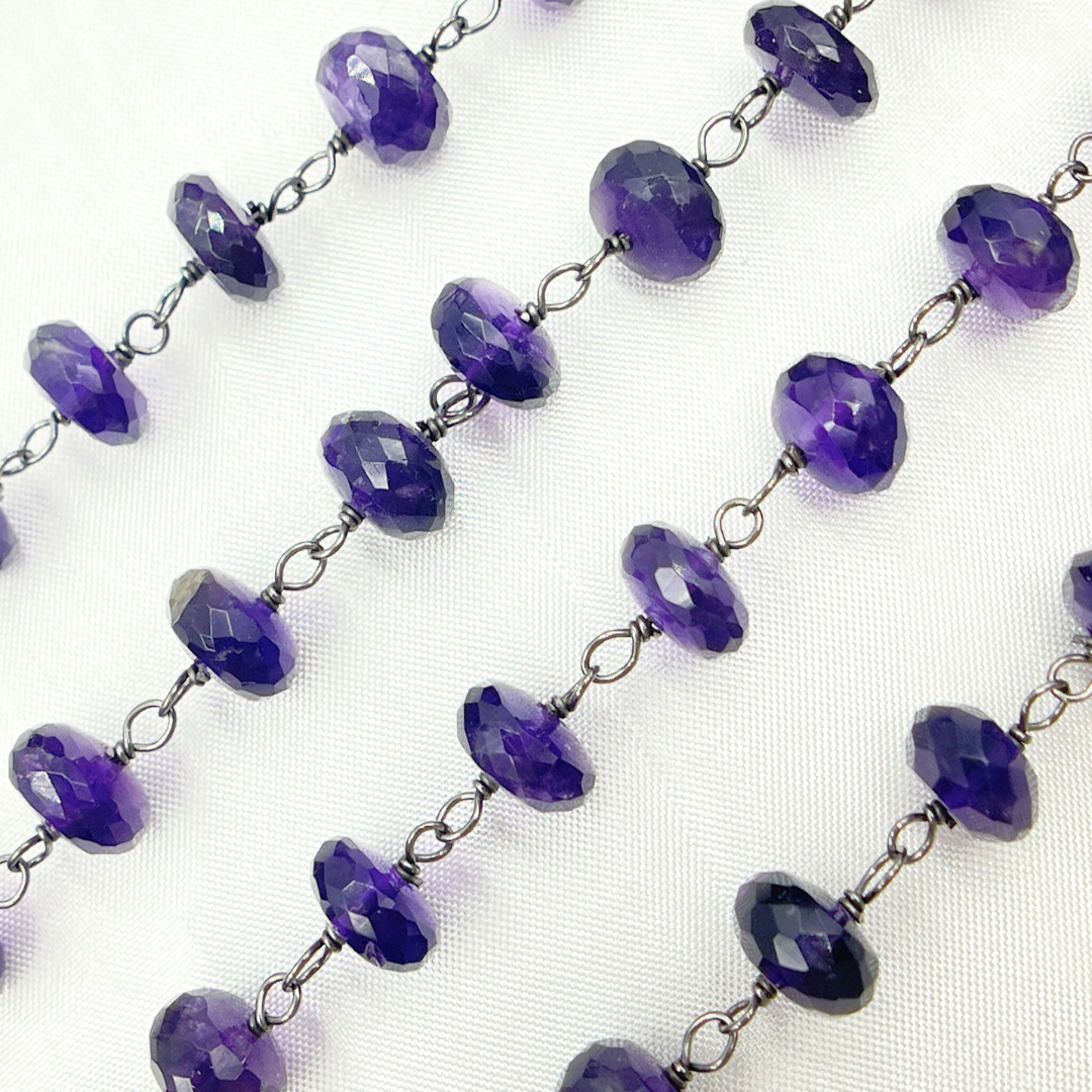 Amethyst Oxidized 925 Sterling Silver Wire Chain. AME12