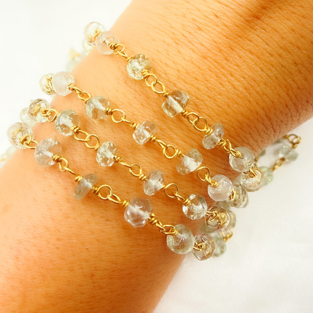Green Amethyst Gold Plated Wire Chain. GME1