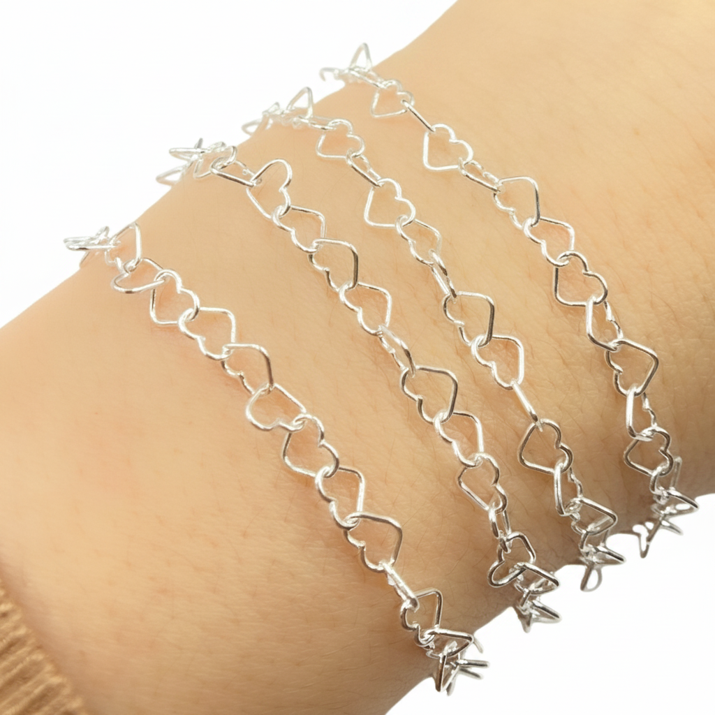 Y113SS. Sterling Silver Heart Link Chain