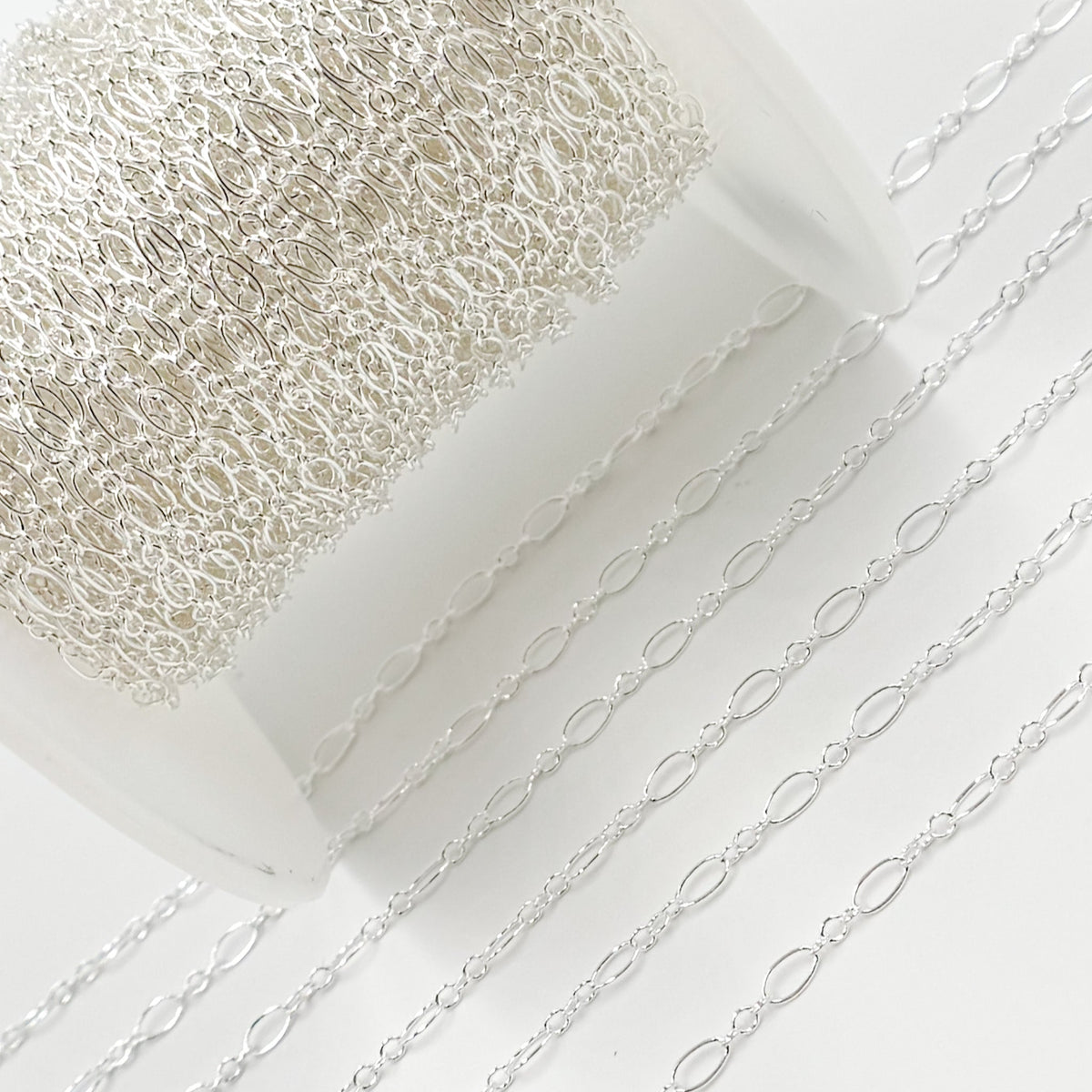 716-801SS. Sterling Silver Oval Long and Short Links Chain
