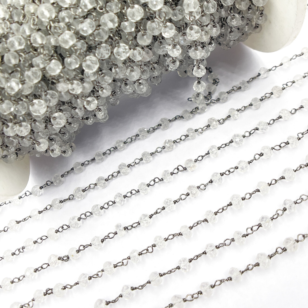 Crystal Black Wire Chain. CR19