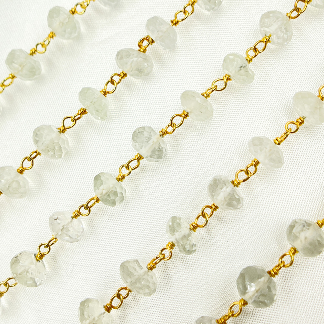 Crystal Rondel Gold Plated Wire Chain. CR23