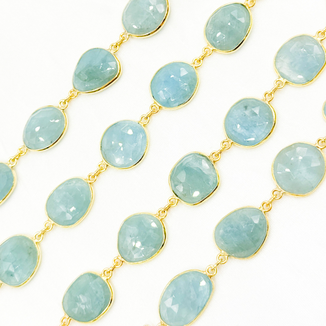 Aquamarine Organic Shape Bezel Chain. AQU13