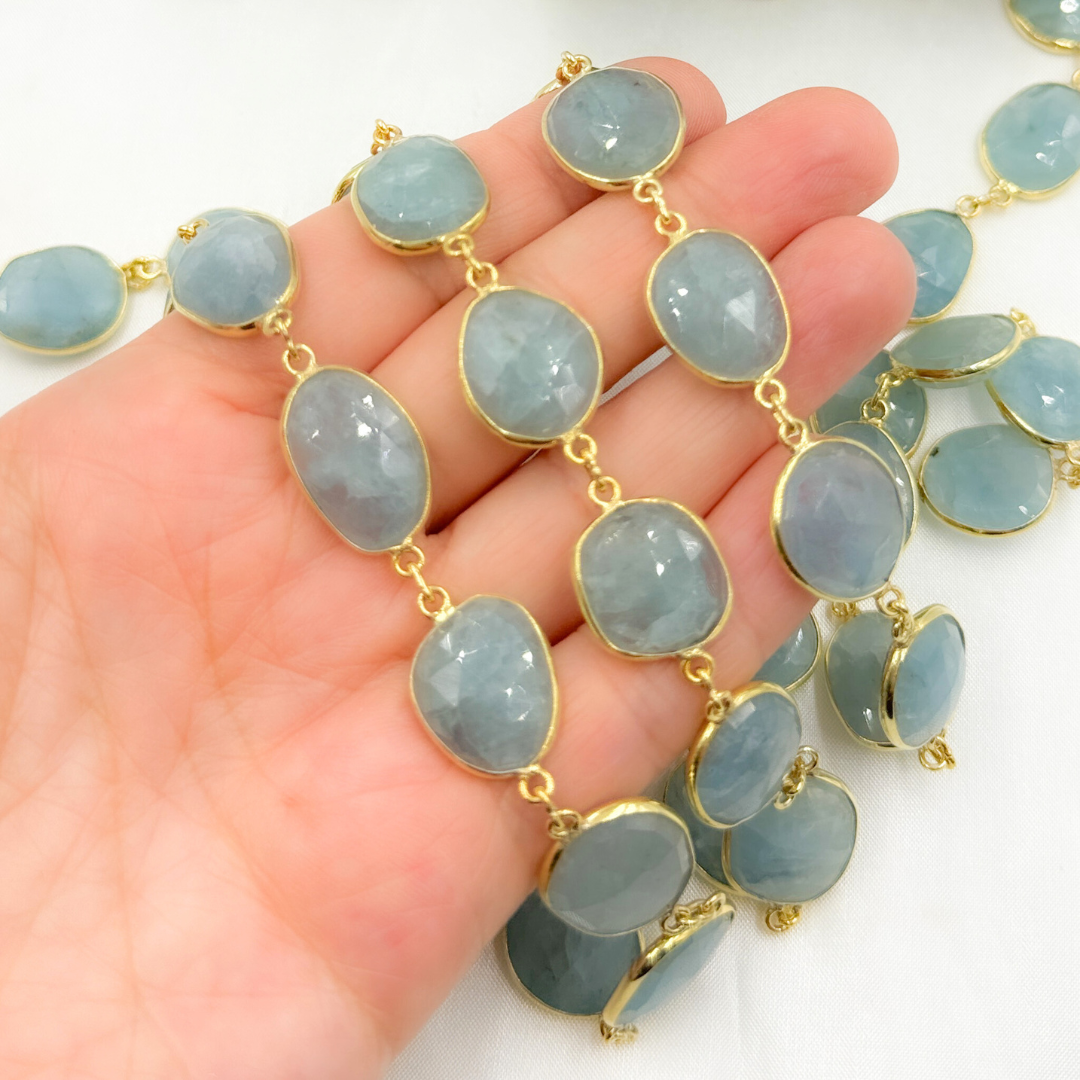 Aquamarine Organic Shape Bezel Chain. AQU13