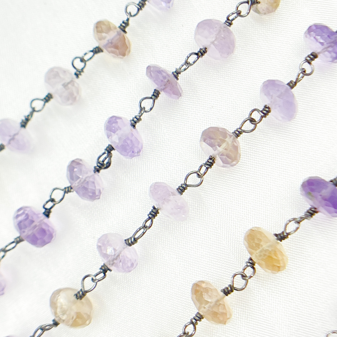 Ametrine Oxidized 925 Sterling Silver Wire Chain. AME22