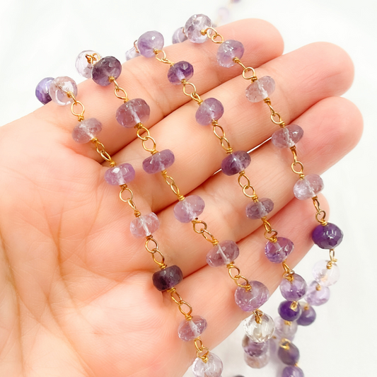 Amethyst Gold Plated Wire Chain. AME28