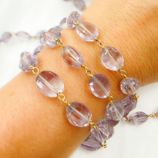 Pink Amethyst Gold Plated Wire Chain. AME19