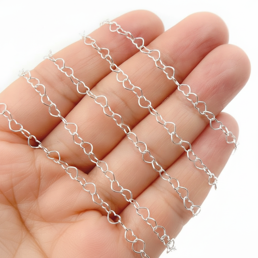 Y112SS.  Sterling Silver Heart Link Chain