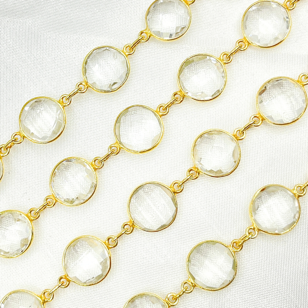 Crystal Round Shape Bezel Gold Plated Wire Chain. CR11