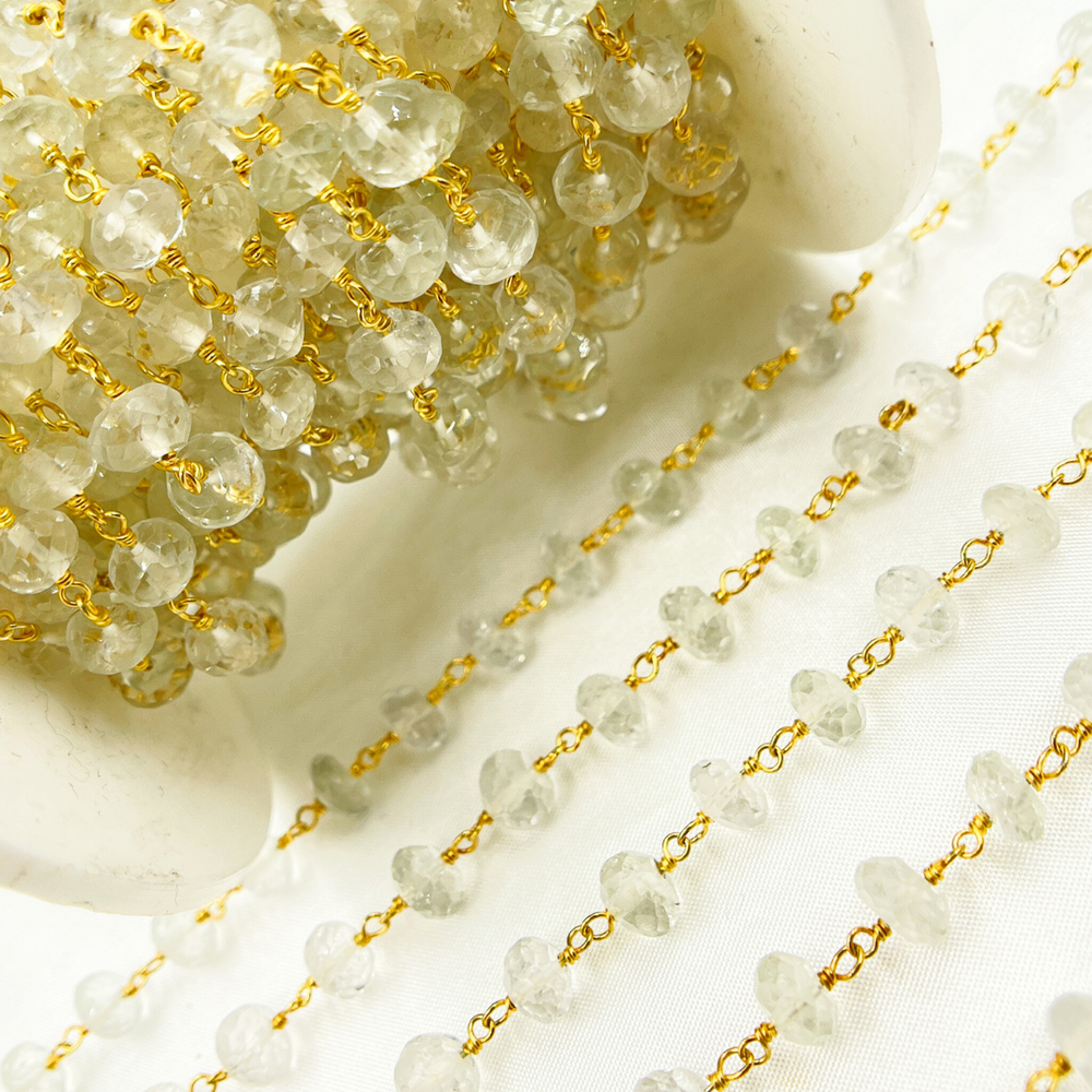 Crystal Rondel Gold Plated Wire Chain. CR23