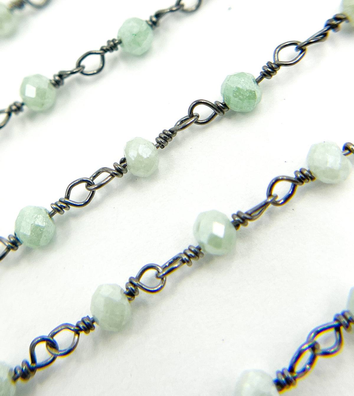 Aquamarine Coated Wire Wrap Chain. AQU14