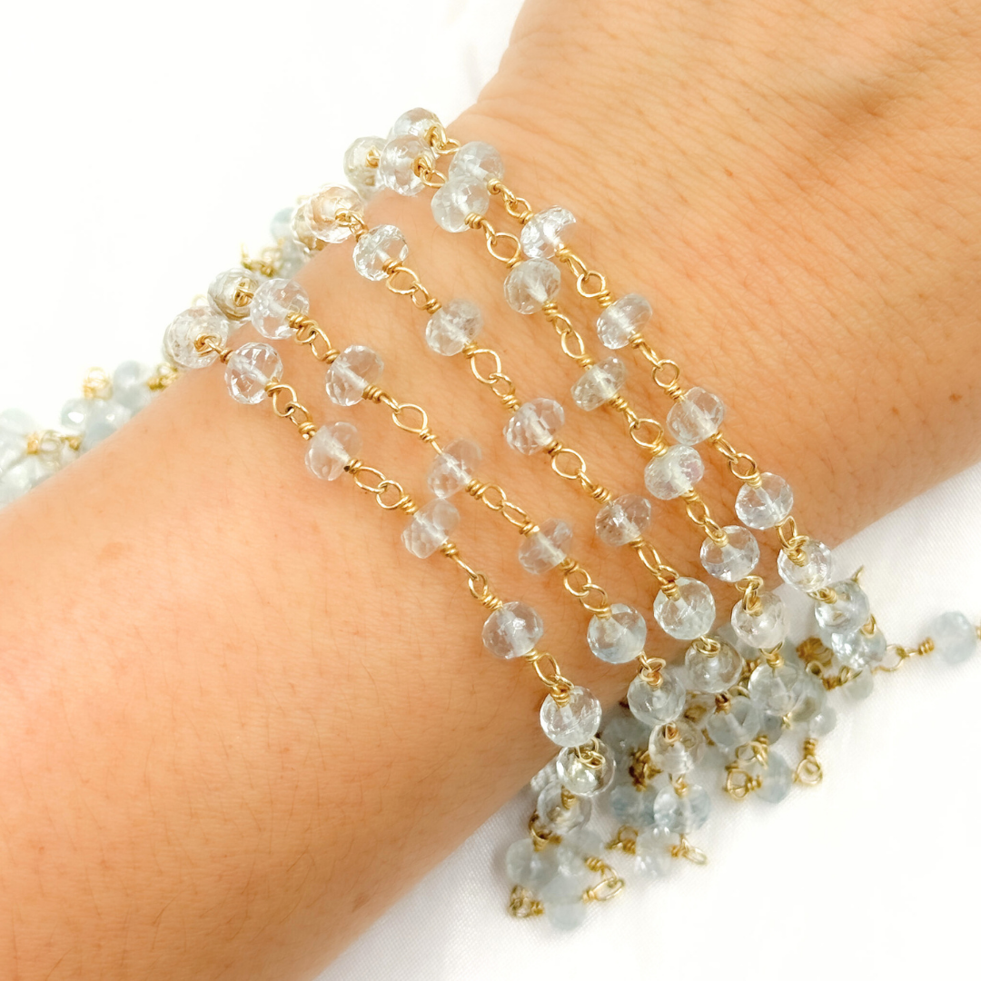 Aquamarine Gold Plated Wire Chain. AQU26