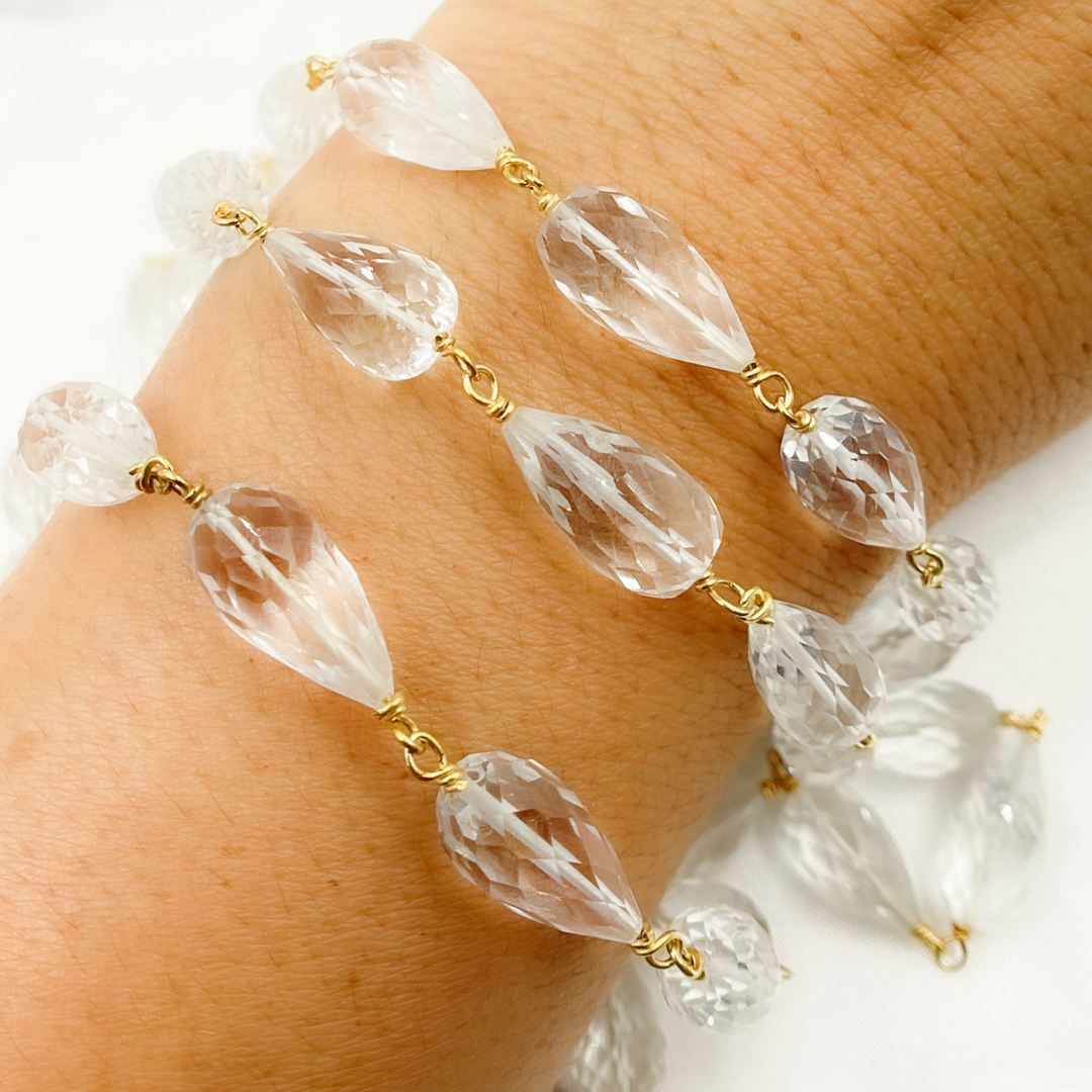 Crystal Tear Drop Gold Plated Wire Chain. CR21