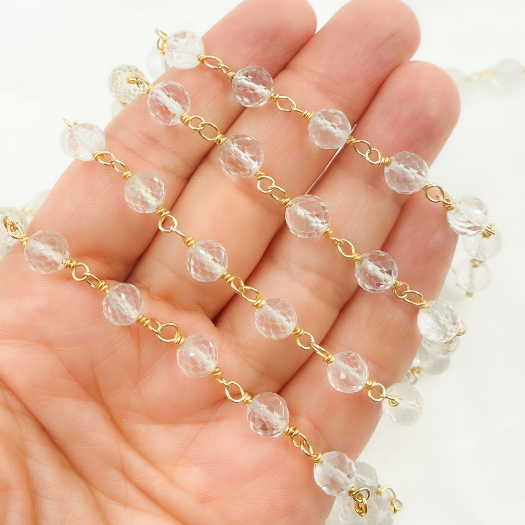 Crystal Round Gold Plated Wire Chain. CR22