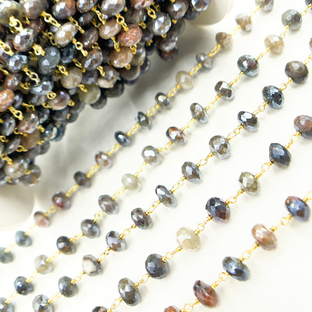 Coated Cats Eye Gold Plated Wire Chain. CAT8