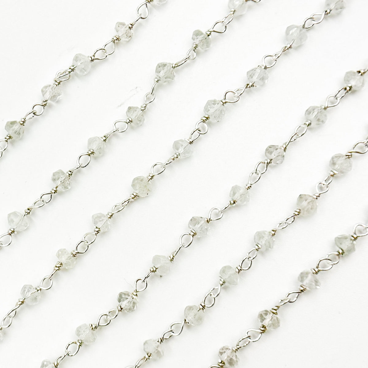 AQU32. Aquamarine Sterling Silver Wire Chain
