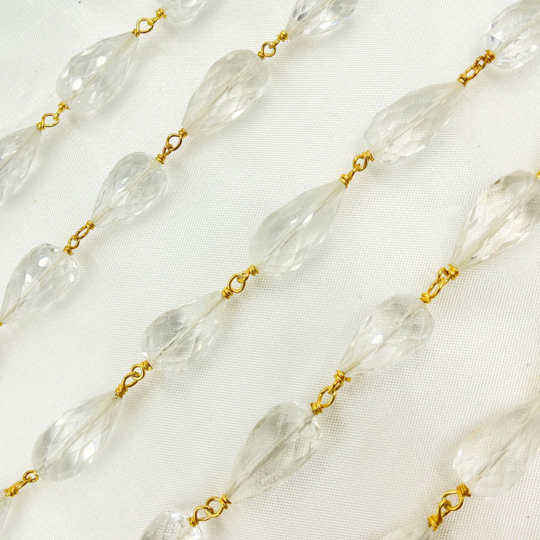 Crystal Tear Drop Gold Plated Wire Chain. CR21