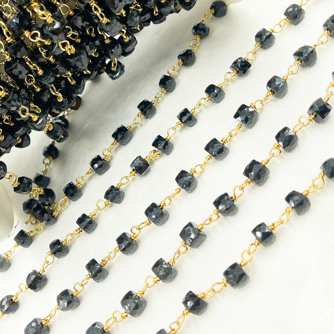 Black Spinel Gold Plated Wire Chain. BSP42