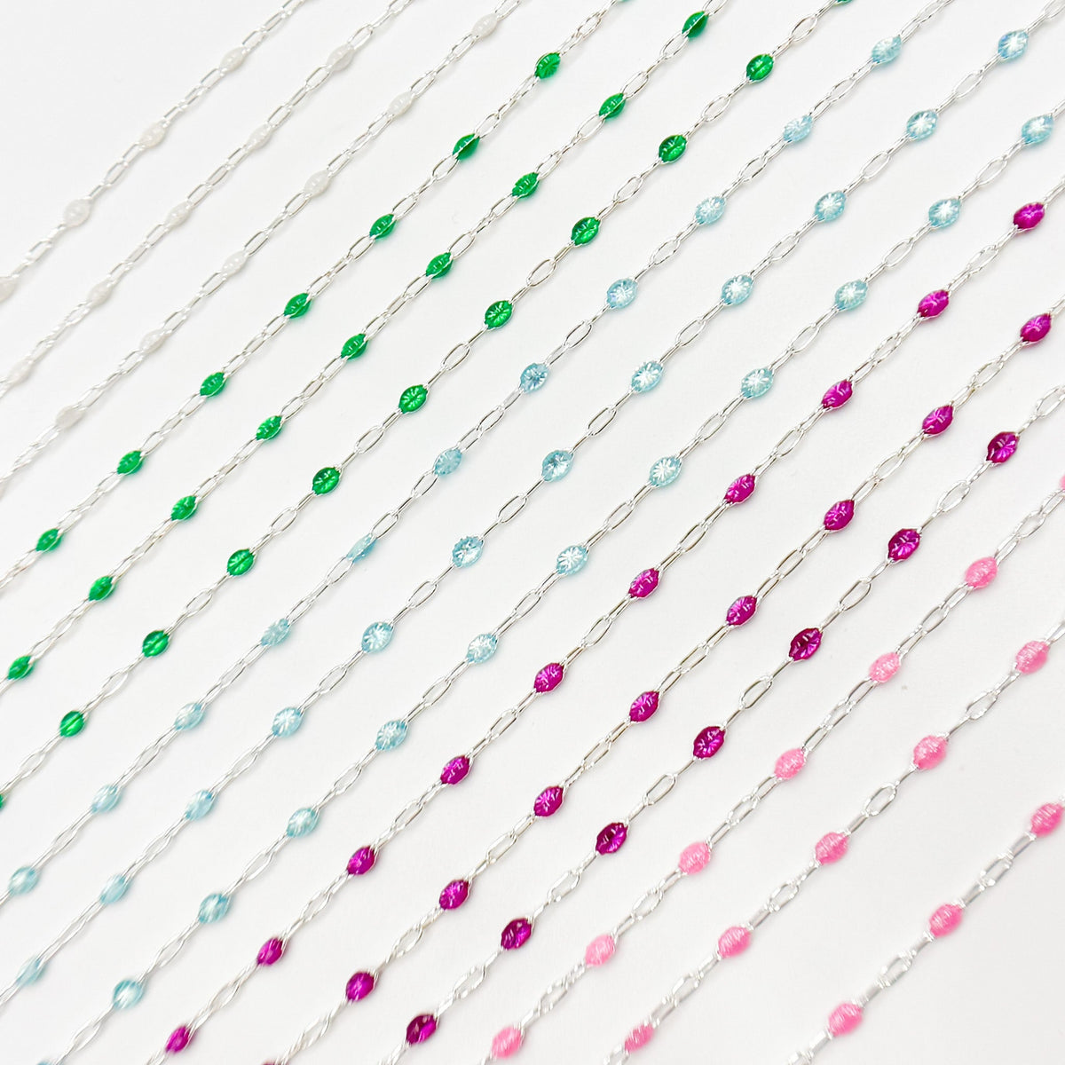 V250ENSS. Sterling Silver Enamel Satellite Chains