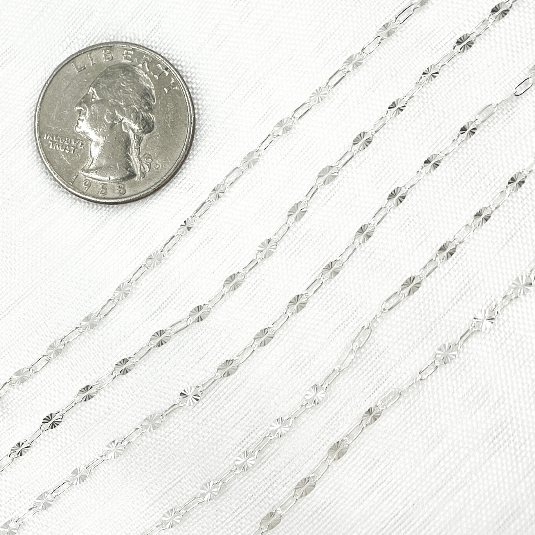 V170SS. Sterling Silver Diamond Cut Marina & Round Cable Link Chain