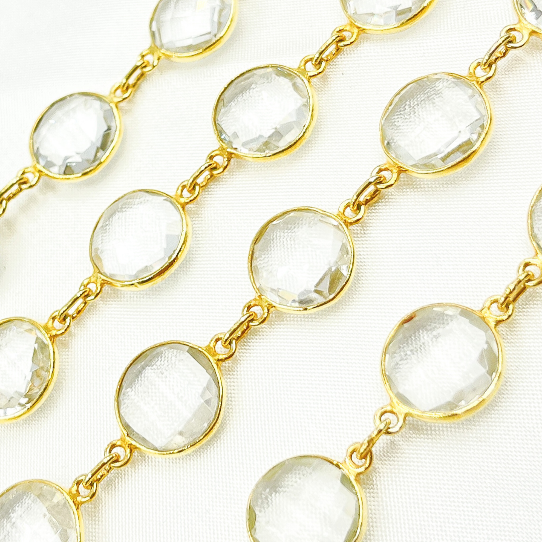 Crystal Round Shape Bezel Gold Plated Wire Chain. CR11