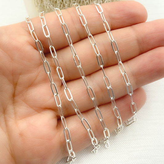 2505FSS. Sterling Silver Flat Paperclip Link Chain