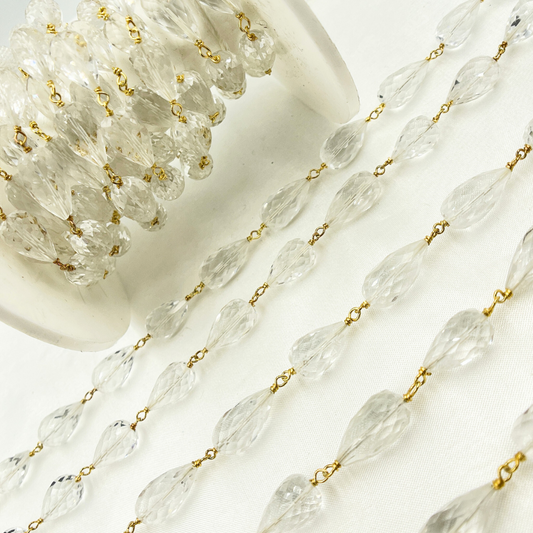 Crystal Tear Drop Gold Plated Wire Chain. CR21