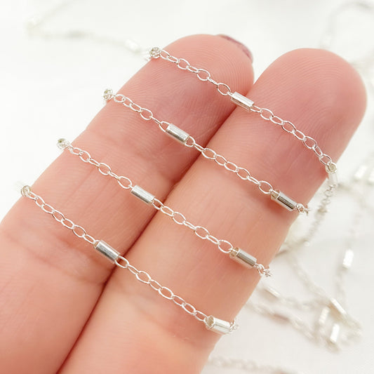 1203SS. Sterling Silver Tube Satellite Chain