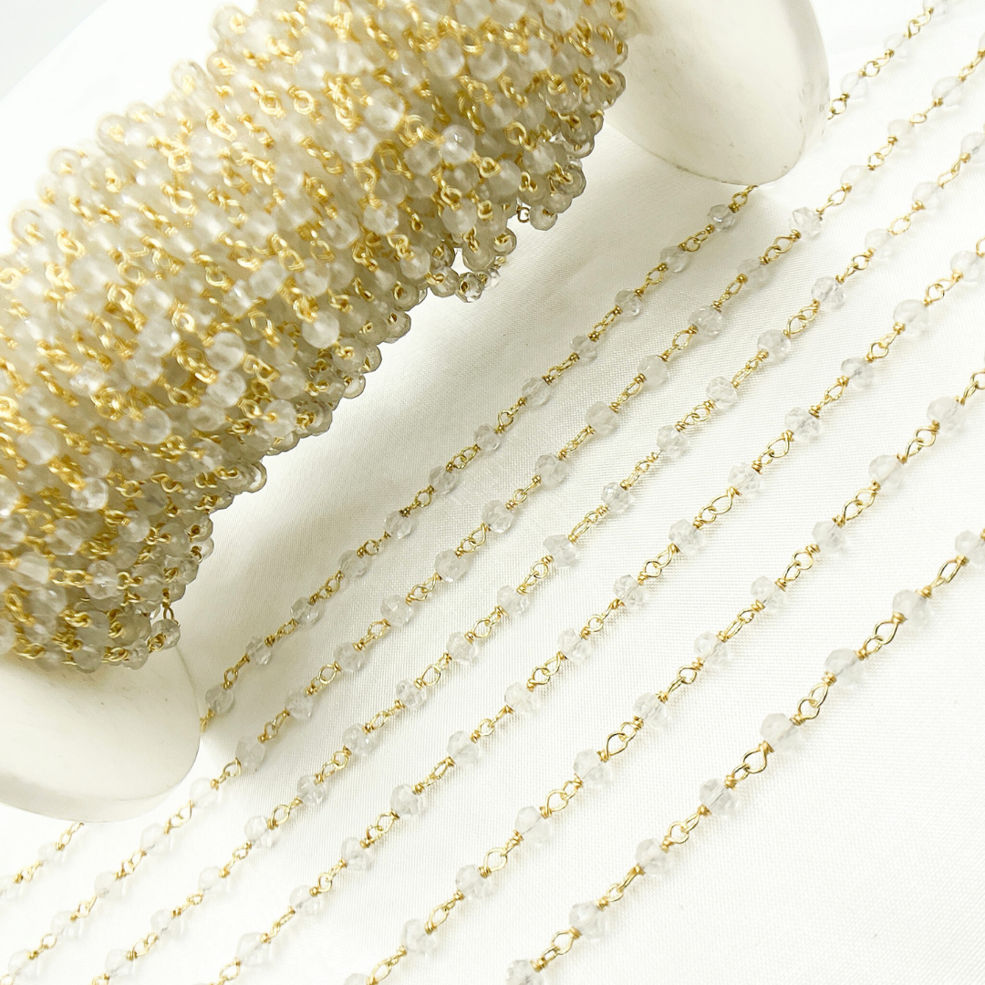 Crystal Gold Plated 925 Sterling Silver Wire Chain. CR12