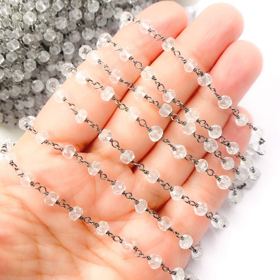 Crystal Black Wire Chain. CR19