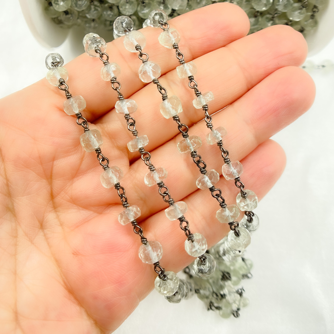 Green Amethyst Oxidized Wire Chain. AME20