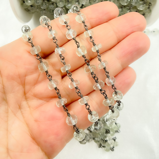 Green Amethyst Oxidized Wire Chain. AME20