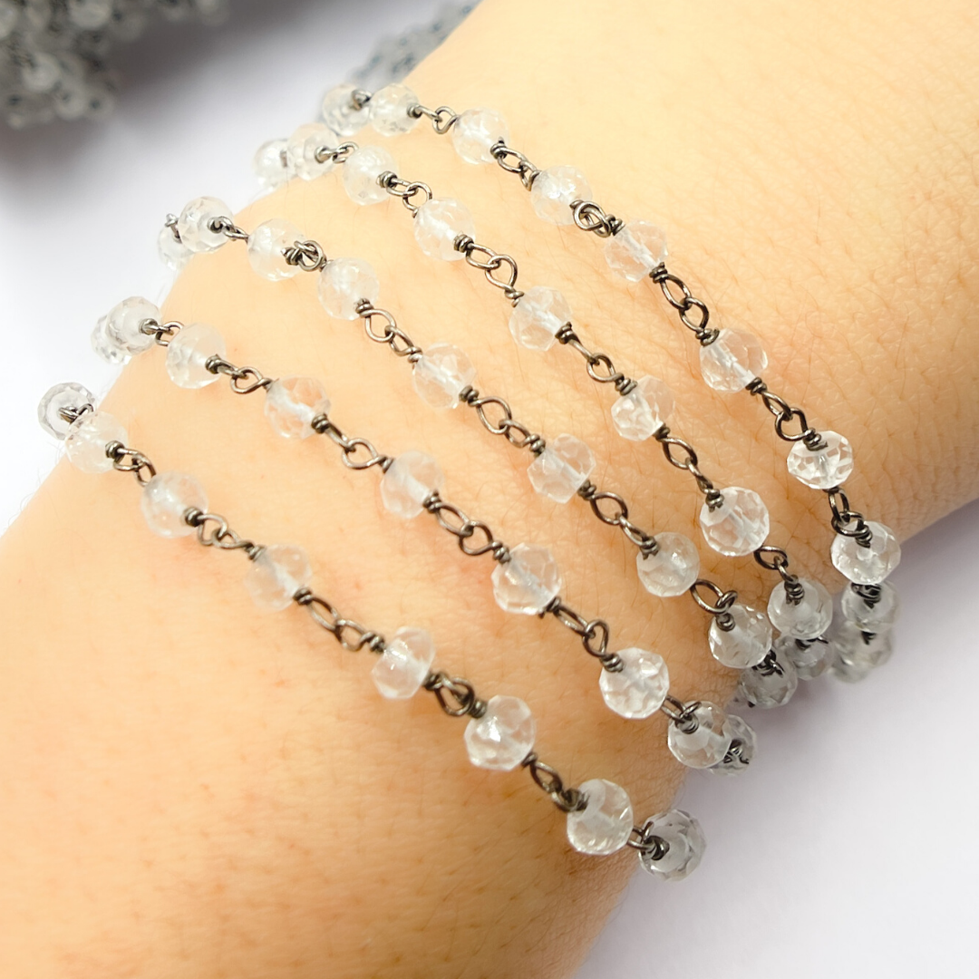 Crystal Black Wire Chain. CR19