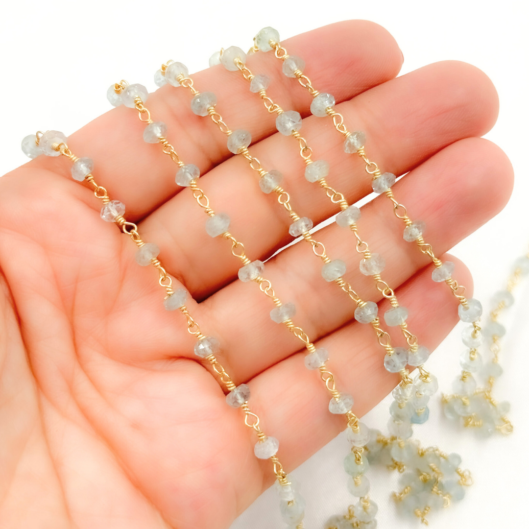 Aquamarine Gold Plated Wire Chain. AQU24