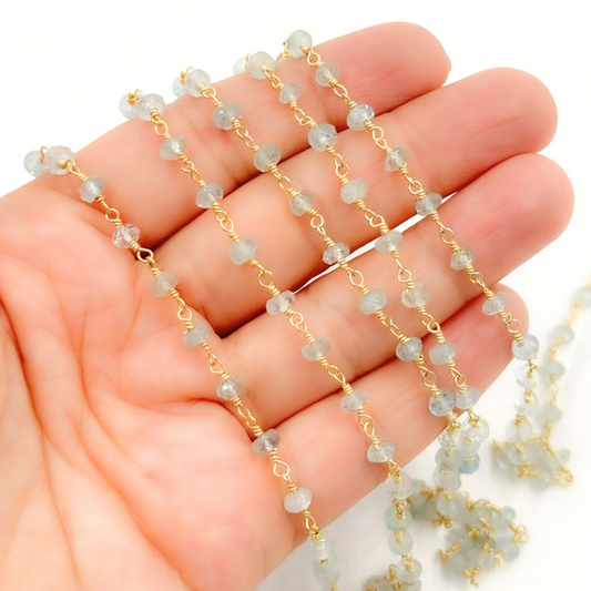Aquamarine Gold Plated Wire Chain. AQU24