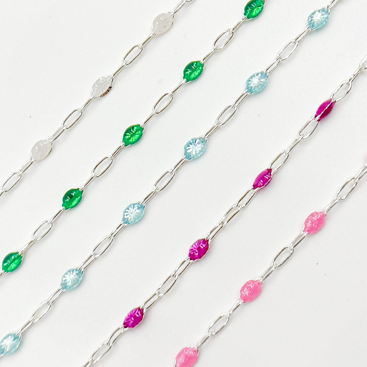 V250ENSS. Sterling Silver Enamel Satellite Chains
