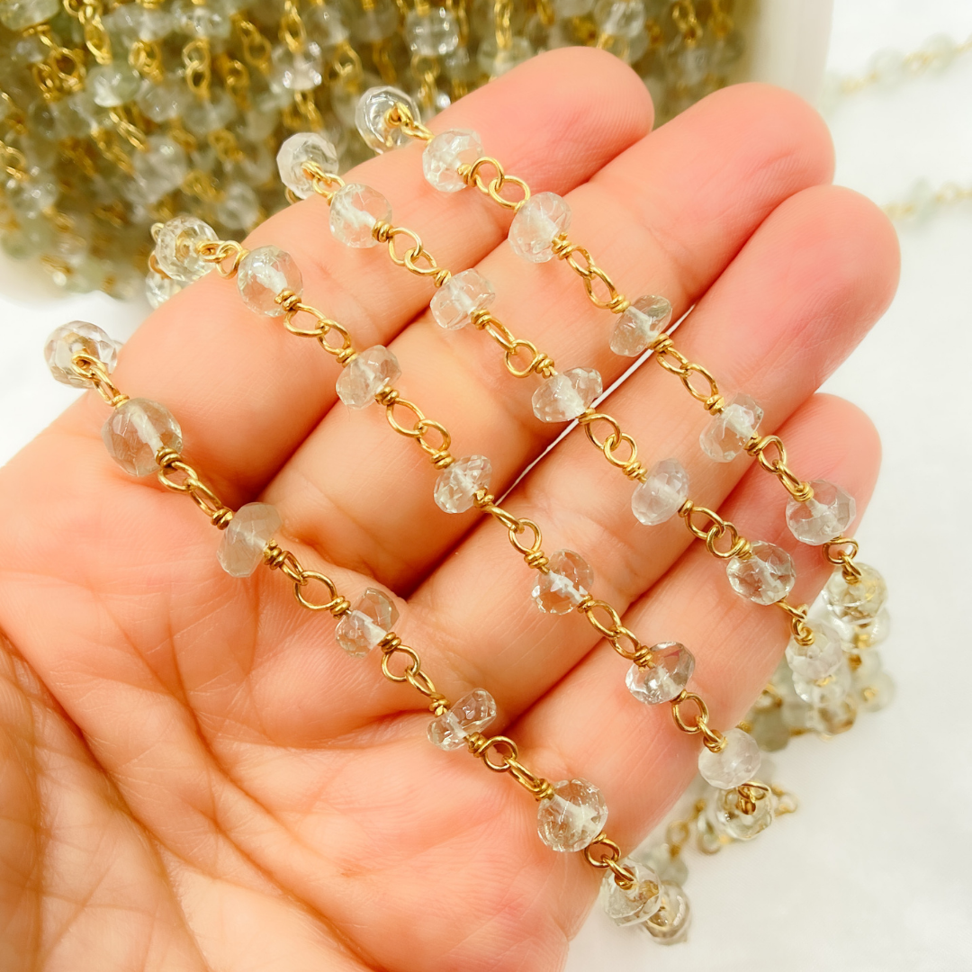 Green Amethyst Gold Plated Wire Chain. GME1