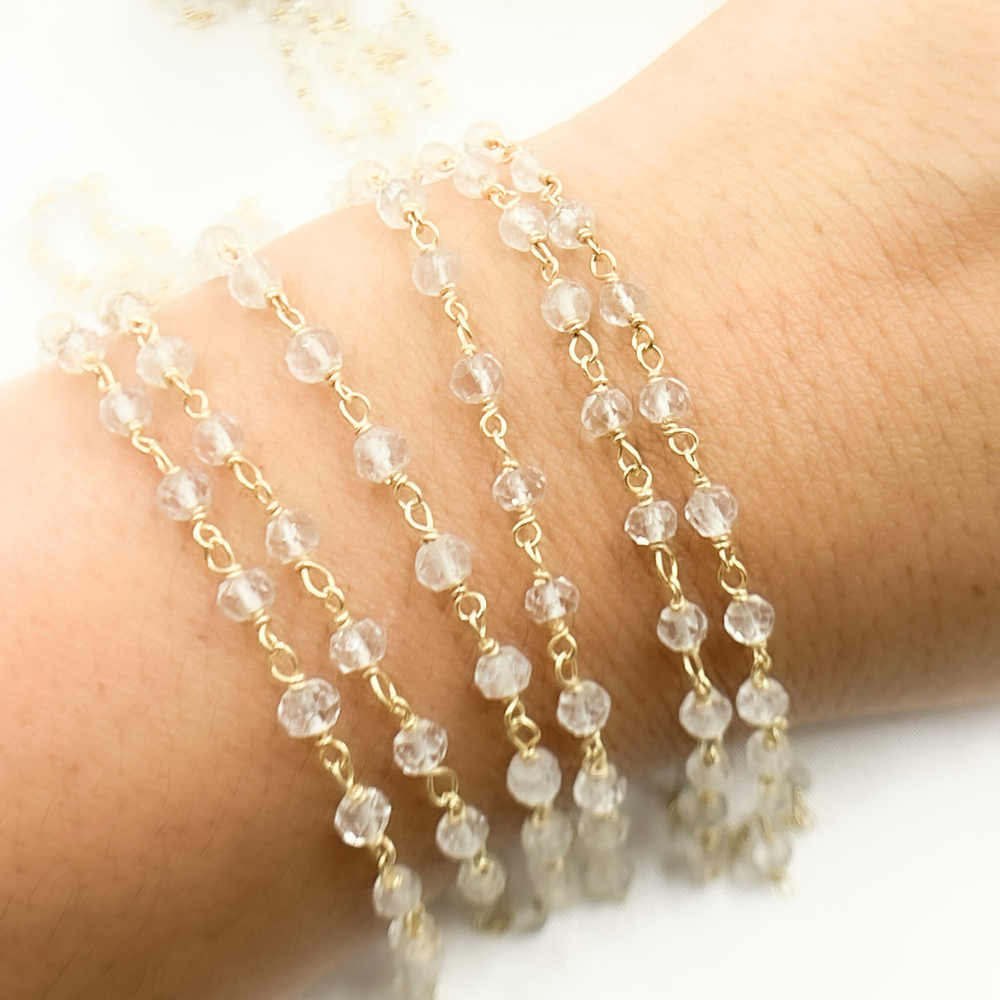 Crystal Gold Plated 925 Sterling Silver Wire Chain. CR12