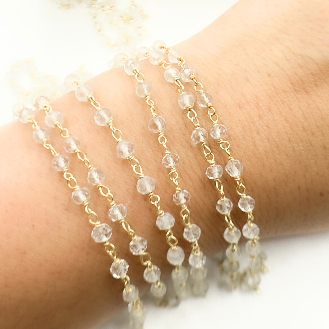 Crystal Gold Plated 925 Sterling Silver Wire Chain. CR12