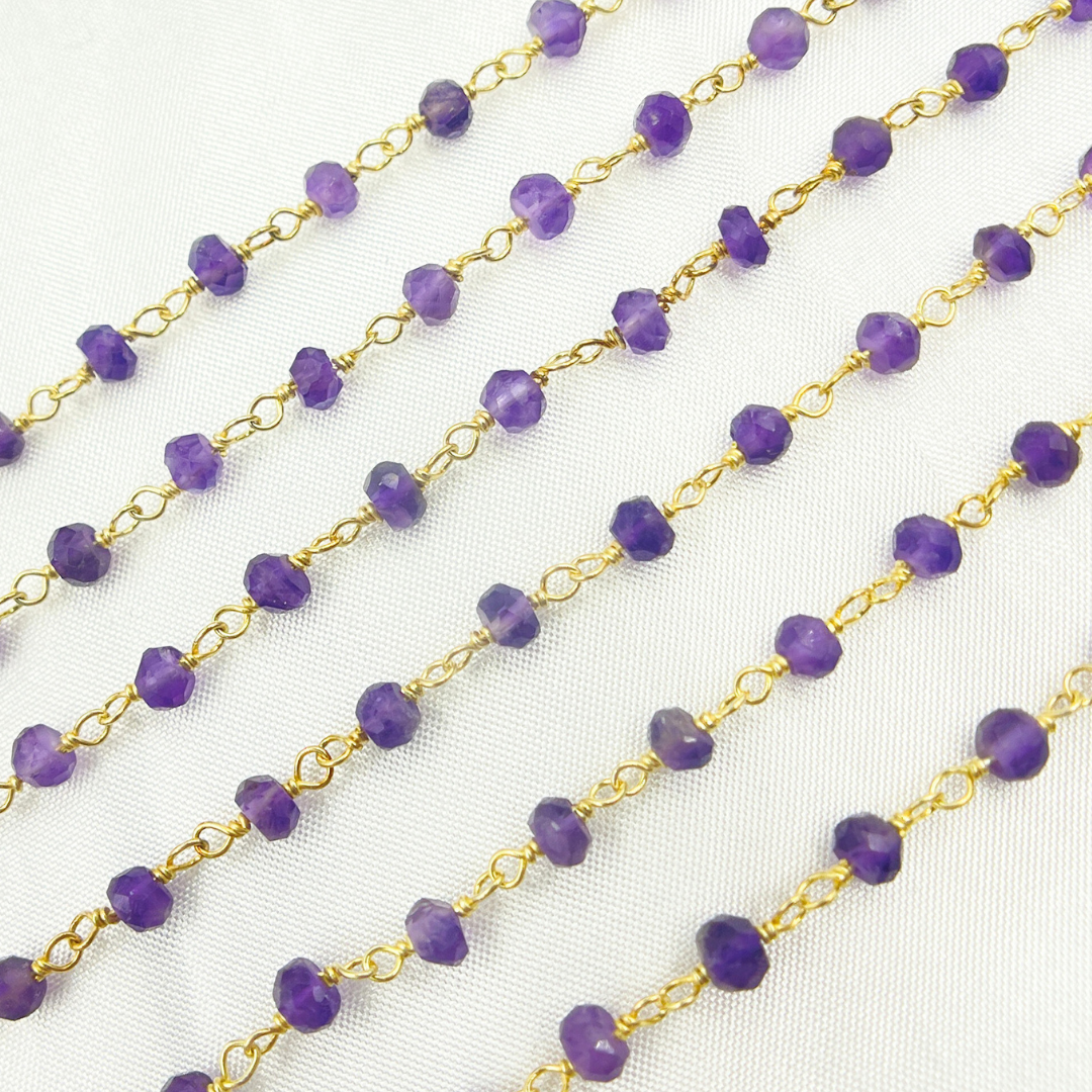 AME9. Amethyst Gold Plated Sterling Silver Wire Chain