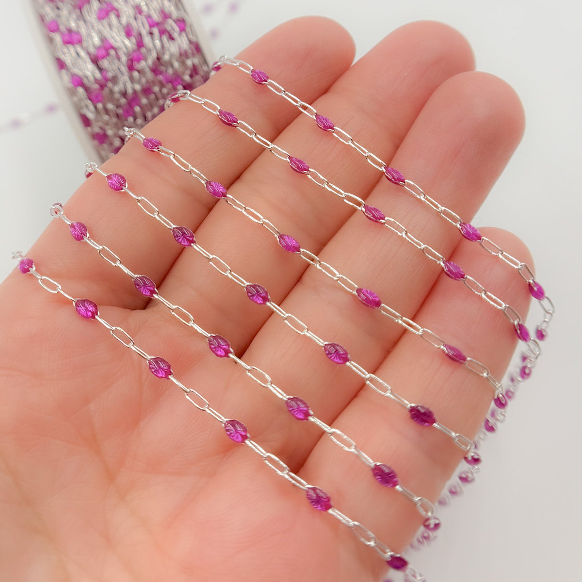 V250ENSS. Sterling Silver Enamel Satellite Chains