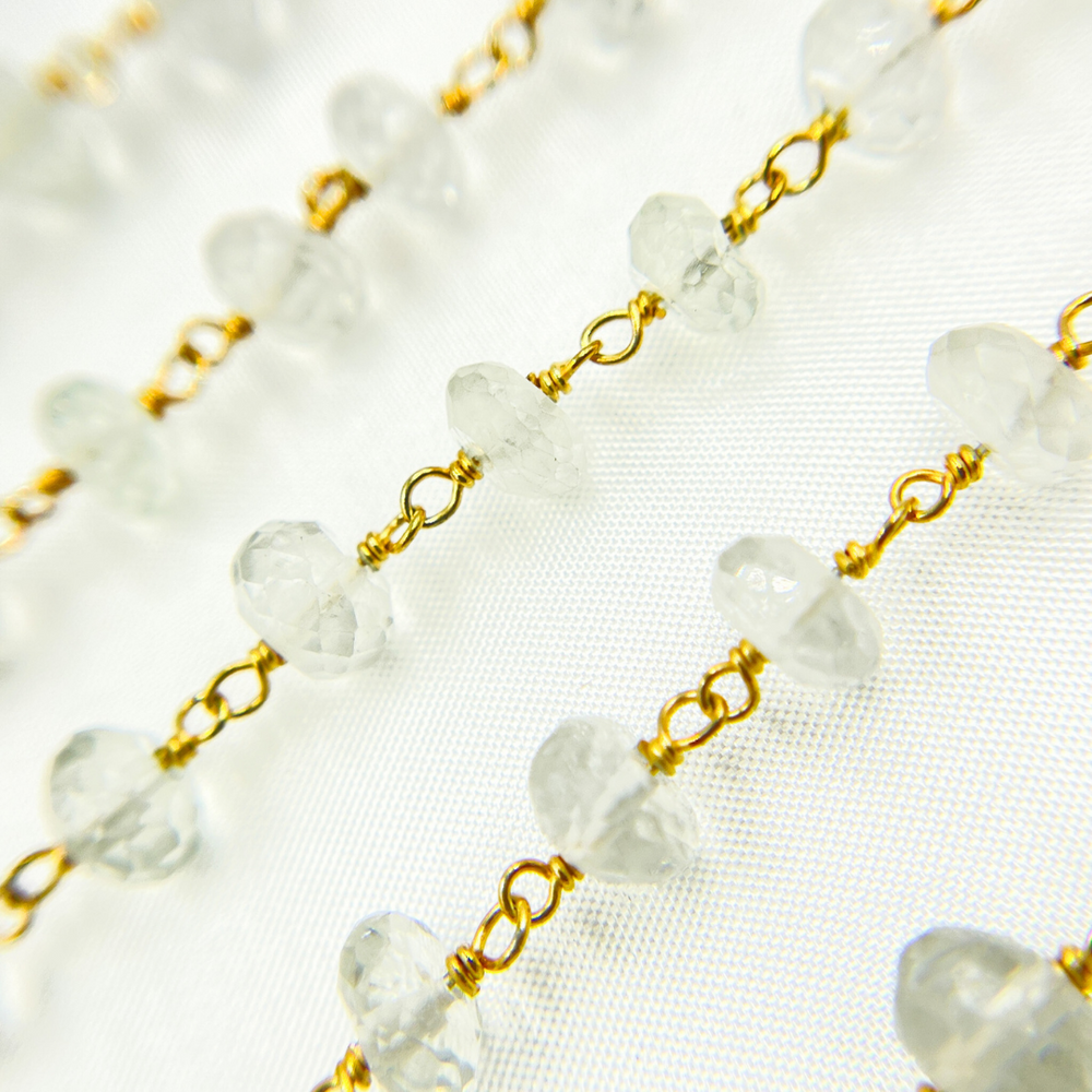 Crystal Rondel Gold Plated Wire Chain. CR23