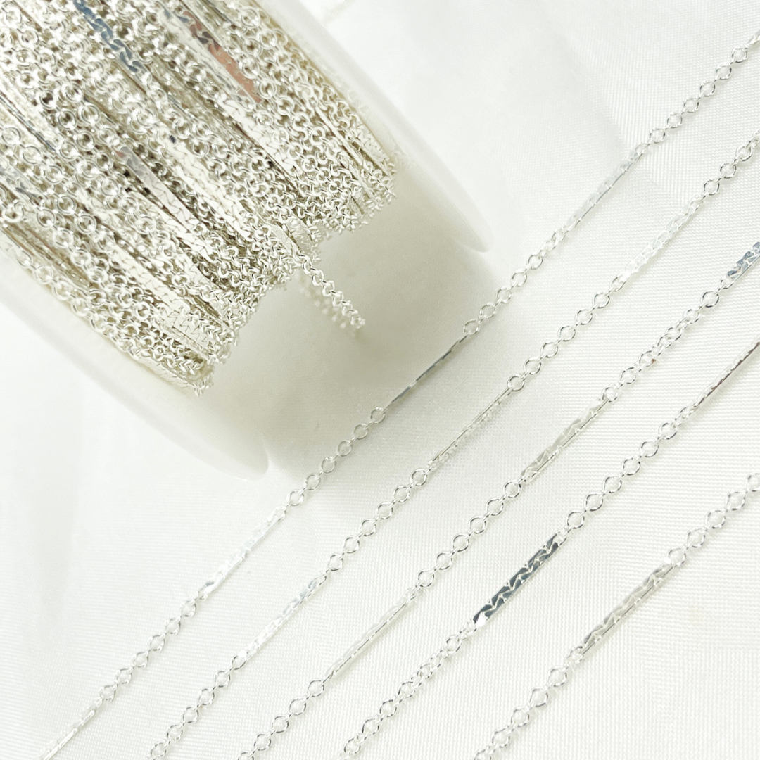 1399SS. 925 Sterling Silver Cable Bar Chain