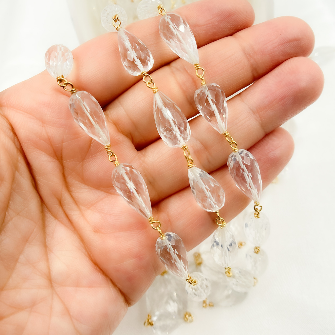 Crystal Tear Drop Gold Plated Wire Chain. CR21