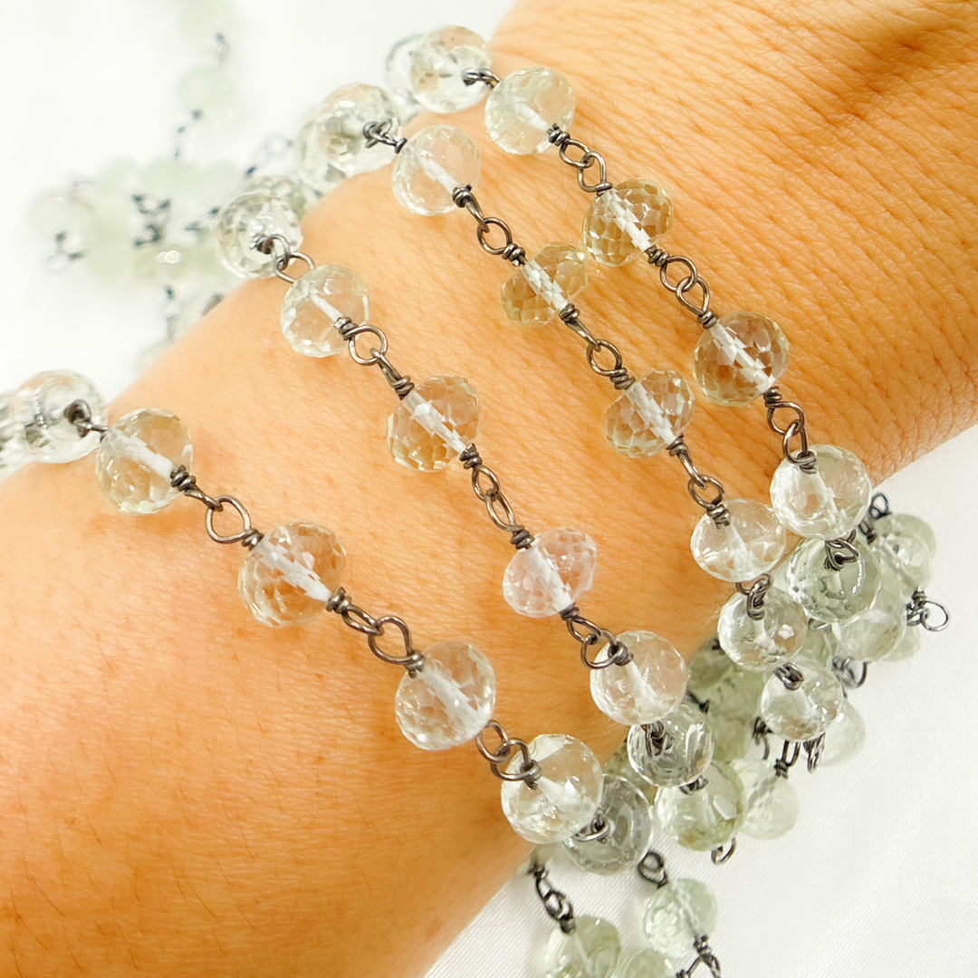 Green Amethyst Oxidized Wire Chain. AME21